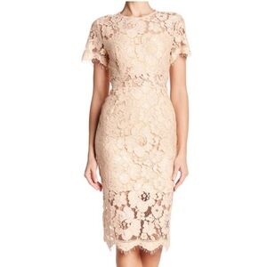 NSR Tan Floral Lace Dress